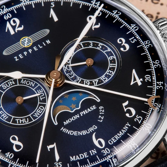 7036-3 Zeppelin Lz 129 Hindenburg Moonphase  férfi karóra