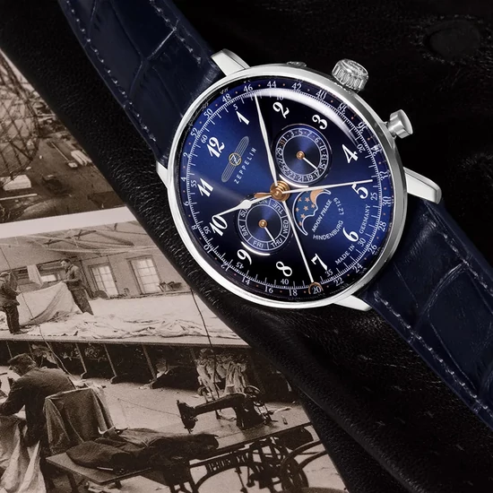 7036-3 Zeppelin Lz 129 Hindenburg Moonphase  férfi karóra